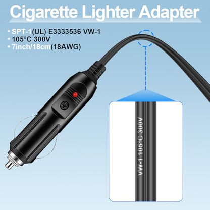 12V Car Cigarette Lighter Splitter, Dual Socket 1 to 2 Adapter, 18AWG Extension Cord with 10A Fuse, Vehicle Charger Power Adapter - color: cigarette lighter adapter01