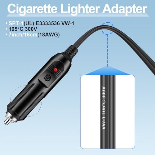 12V Car Cigarette Lighter Splitter, Dual Socket 1 to 2 Adapter, 18AWG Extension Cord with 10A Fuse, Vehicle Charger Power Adapter - color: cigarette lighter adapter01