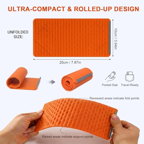 Flexible Silicone Phone Holder & Silicone Phone Stand, Bendable Airplane Travel Stand for Phone Tablet Laptop, Foldable Multi-Angle Desktop Mount with Bonus 360° Magnetic Ring Holder, Orange