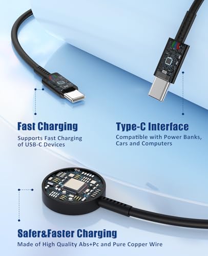 for Samsung Watch Charger Fast Charging,2 in 1 Galaxy Watch Phone Charger 6ft with 25W USBC Charger Compatible with Galaxy Watch 8/7/Ultra/6/6 Classic/5/5Pro/4/4 Classic/3/Active2/1/S24/S23/S22/21 - color: Black, size: Samsung-2in1-6FT