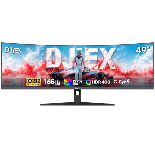 49 Inch Curved Ultrawide Monitor, DQHD 5K, 165Hz | 32:9 1500R VA Display, 1ms MPRT, G-Sync & FreeSync, HDR400, 127% sRGB, Adjustable Stand, HDMI & DP, VESA, Gaming & Creating - size: 49 inch