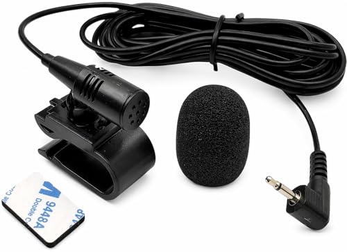 2.5mm Microphone Compatible Replacement for Pioneer DMH-series DMH-160BT DMH-1770NEX DMH-241EX DMH-WT8600NEX Car Stereo Receiver Clip-On External Dash Mic for Hands-Free Calls Voice Control 9FT Cable