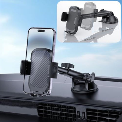 Car Phone Mount, Super Suction Dash Vehicle Dashboard Windshield Window Cellphone Holder, 360° Rotating Automotive Smartphones Cradle Accessories, Universal for SUV RV Truck (Carbon Fiber) - color: Carbon Fiber