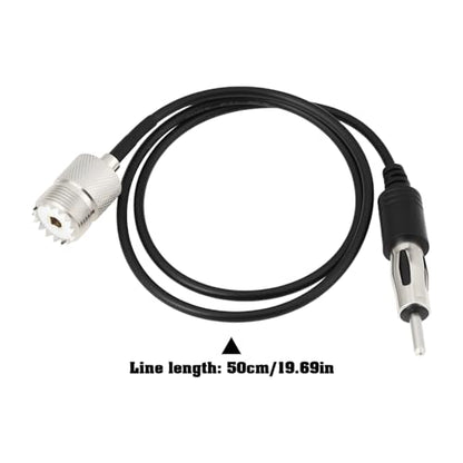 UHF Female to DIN AM/FM Male Radio Antenna Adapter Cable 50cm RG174 Compatible with Car CB Radio