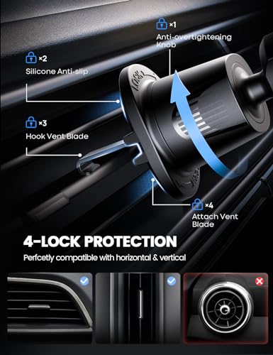 Lamicall 2026 Wider Clamp & Metal Hook Car Phone Holder Vent Accessories - color: NEW Upgraded - Lucite Black