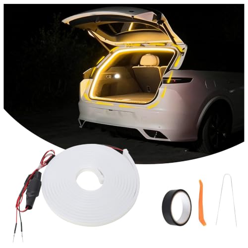 Newly Upgraded 157.48" SUV Trunk LED Light Strip, 6000K Dynamic Flowing Bright Cargo Area Lighting for Trunk Organizer/Mat Setup, Waterproof Interior Tailgate Lamp for SUV/MPV (Warm Yellow) - color: Warm Yellow(Dynamic)