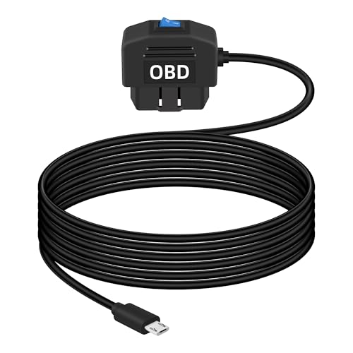 GELRHONR OBD Power Cable for Dash Camera, Micro USB OBD2 Dashcam Hardwire Kit with 24 Hours Surveillance and Acc 2 Mode 12-24 V to 5V/3A 11.5FT, for EV Hybrid Fuel Vehicles(Straight Micro USB Black) - color: Straight Micro USB Black