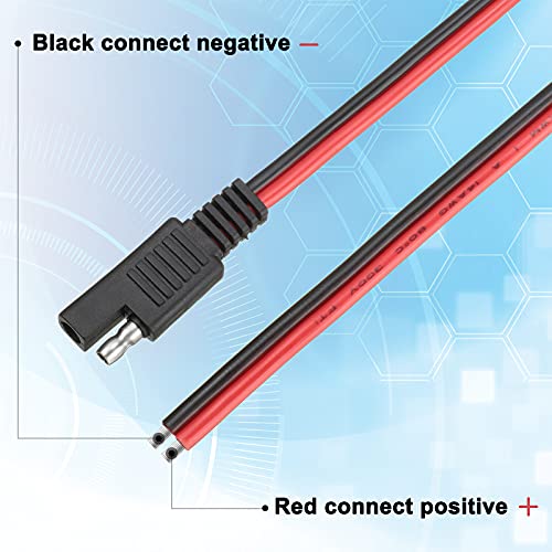 Frienda 16 Pack 14 Awg 2 Pin SAE Quick Connectors Extension Cable 1FT 12V - size: 14 AWG