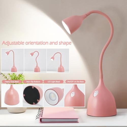 EJIAXIN Desk Lamp for College Dorm Room - LED Reading Light, Pink - color: Pink