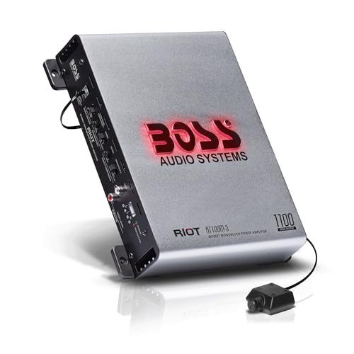 BOSS Audio Systems R1100M-S Monoblock Car Amplifier - 1100 High Output, 2-8 Ohm Stable, Low/High Level Inputs, Low Pass Crossover, MOSFET Power Supply - color: Silver