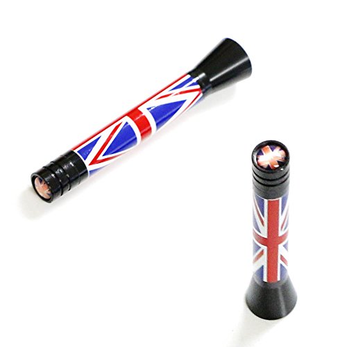 iJDMTOY 3-Inch Red Union Jack UK Flag Theme Short Antenna Compatible with MINI Cooper (All Models) & More Other Cars - color: Red/Blue Union Jack