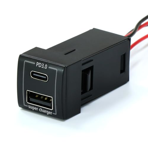 PD3.0+QC3.0 USB Power Socket Car Charger for Toyota, Type C (0.9“x0.9”) - color: Type C