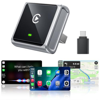 Mini Wireless CarPlay Adapter for iPhone Apple, Converts Factory Wired CarPlay to Wireless, Fast Auto Connect, Low Latency, Plug & Play, Compatible with iOS 10+ & 2015+ Cars, USB-A/C, Gray - color: Gray