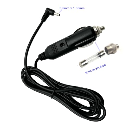 12V-24V 3A DC 3.5mm x 1.35mm Car Charger Cable Cigarette Lighter to 90 Degree DC Car Charger Auto Power Supply Cable 2m(6.6ft)
