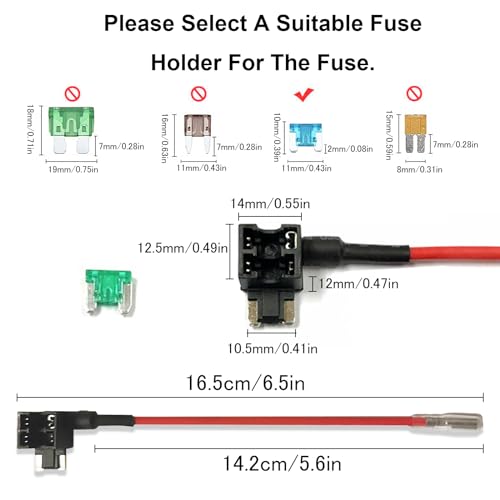 3PCS Low Profile Mini Blade Fuse Tap, Haojiaho 12V-24V-32V Low Profile Mini Blade Fuse Holder with Wire Harness for Cars Trucks Boats, 8 pcs Fuse (3A 5A 7.5A 10A 15A 20A 25A 30A) and Fuse Puller