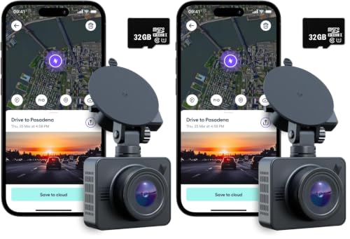 Nexar Beam GPS Dash Cam - Dash Camera for Cars with 32GB SD Card Included Unlimited Cloud Storage 24H Parking Mode Dash Cam for Cars. Wireless Car Camera with Nexar Classic App (Pack of 2) - size: 32 GB (Pack of 2)