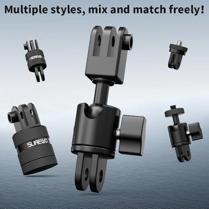 Aluminum 360 Degree Rotation Camera Swivel Mount, Vertical Metal Bracket Adapter Compatible with GoPro Hero 13/12/11/10, DJI Action 6/5 Pro/4, Sony and Other Action Cameras (Adjustable Adapter Mount) - color: adjustable adapter mount