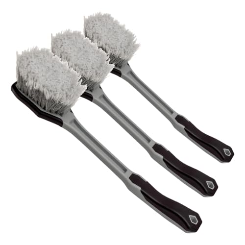 VIKING Car Wash Brush, Wheel and Fender Brush, Long Handle Tire Cleaner for Car Detailing, 16.5 Inch, Grey/Black (Pack of 3) - size: 16.5 Inch (Pack of 3)