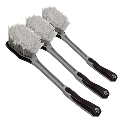 VIKING Car Wash Brush, Wheel and Fender Brush, Long Handle Tire Cleaner for Car Detailing, 16.5 Inch, Grey/Black (Pack of 3) - size: 16.5 Inch (Pack of 3)