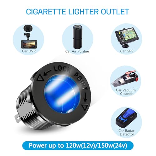 12V USB Charger Panel with PD 30W Ports& Dual QC3.0 18W: 4 in 1 Aluminum Waterproof RV USB Outlet, 150W Cigarette Lighter Socket, LED Voltmeter, Rocker Switch for Boat, Camper, Truck, Accessories
