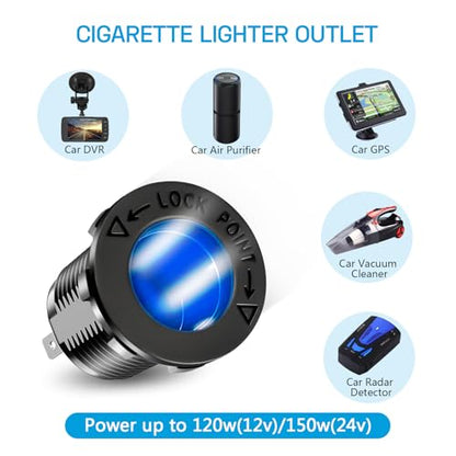 12V USB Charger Panel with PD 30W Ports& Dual QC3.0 18W: 4 in 1 Aluminum Waterproof RV USB Outlet, 150W Cigarette Lighter Socket, LED Voltmeter, Rocker Switch for Boat, Camper, Truck, Accessories