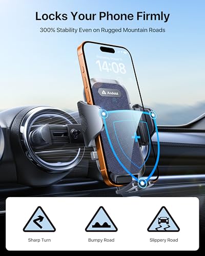 andobil Universal Car Phone Holder [Round Vent Friendly] Phone Mount for Car Circle Vent, Sturdy Clip 360° Rotation Cell Phone Car Holder Mount for Ford Mercedes Benz Toyota fit iPhone Samsung Blue - color: Blue