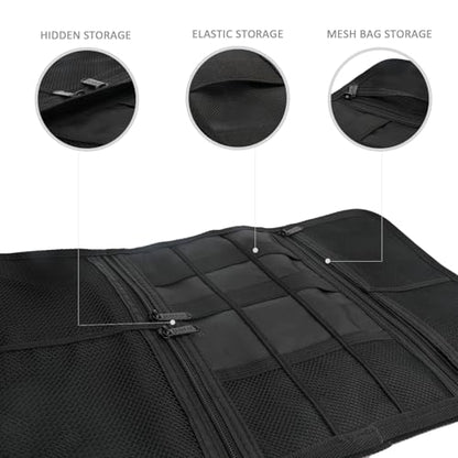 Patu Roll Up Electronics Accessories Travel Gear Organizer Case, Black - Portable Universal External Batteries Hard Drives Cable Management Healthcare Cosmetics Kit Bag - color: Black