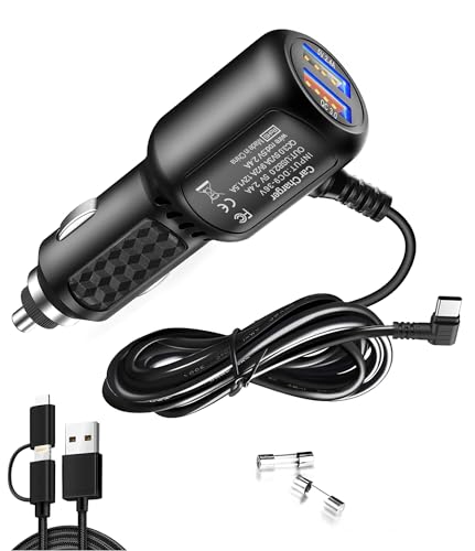 USB C Dash Cam Charger,Dual Port USB Vehicle Fast Charging Cord 6.5FT - size: 6.5FT