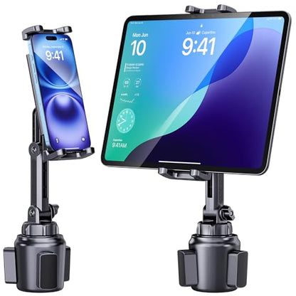 Cup Holder Phone Tablet Mount for Car,Truck,360° Rotatable & Adjustable Arm Compatible with iPad iPhone Samsung Tab Kindle Fire HD Smartphones and Other 4.7-10" Devices