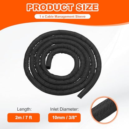 MECCANIXITY Braided Wire Loom, 7ft(2 m) - 3/8"(10mm) Wire Split Braided Cable Management Sleeve Automotive Woven Mesh Split Loom Tubing for Multi-Cable Management, Black - color: Black, size: 7ft(2 m) - 3/8"(10mm)