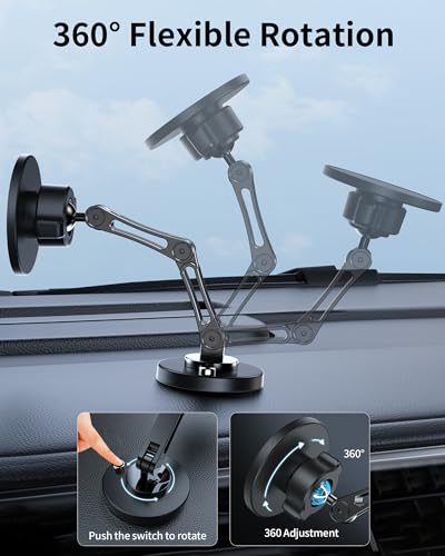 ZBF Magnetic Car Phone Holder Mount (360° Rotation) Cell Phone Car Holder, Phone Mount for Car Windshield Dashboard Hand Free Mount for iPhone 17 16 15 14 13 Pro Max All Smartphones - style: Non-Charging