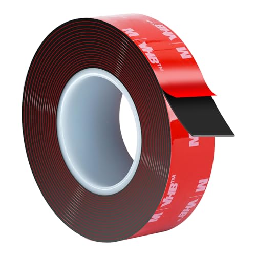 Double Sided Tape, 1 Inch x 10FT Automotive Mounting Tape, Heavy Duty Waterproof Foam Adhesive for Car Trim, Emblems, Side Moldings, Dash Cam & Exterior Accessories - size: 1"x 10FT