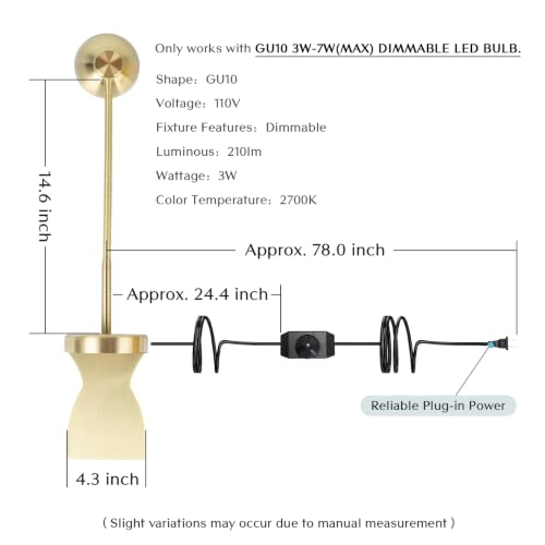 Solfres Patented Innovative Design Headboard Reading Light Pro. No Drilling Book Light for Bedtime Reading. Dimmable LED Book Reading Lamp with Bulb. Movable & Flexible, Gold - color: Gold, size: L