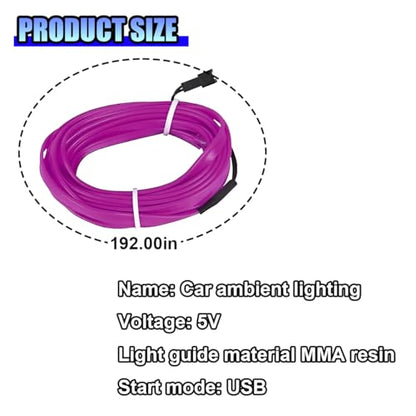 ZIMISI EL 와이어 자동차 내부 LED 스트립 조명, 네온 라이트 스트립 (퍼플) - color: 퍼플.