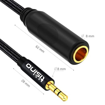 Tisino 1/4 to 3.5mm Adapter, 1/4" Female to 1/8" Male Stereo Audio Adapter for Headphone, Amplifiers, Guitar, Amp etc. - 5ft/1.5m - size: 5 feet