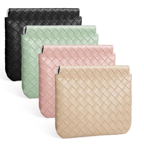 BUSOHA 4 Pack Small Makeup Bags for Purse - Coin Purse for Women - color: 4 PCS - Black+Yellow+Pink+Green
