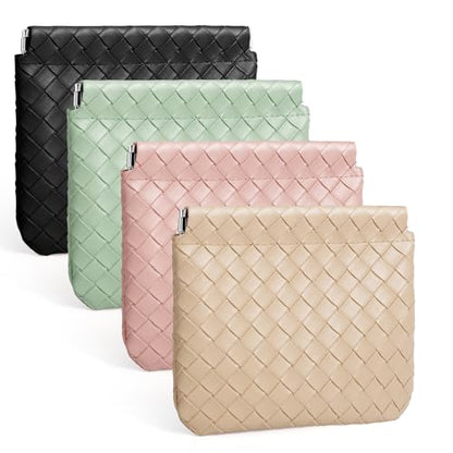 BUSOHA 4 Pack Small Makeup Bags for Purse - Coin Purse for Women - color: 4 PCS - Black+Yellow+Pink+Green