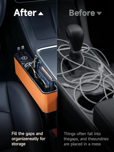 Elecshion Car Seat Gap Filler Organizer with 69W Retractable Car Charger