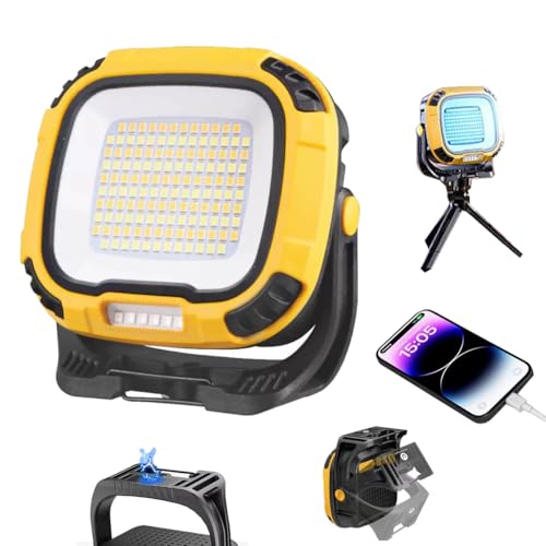 LED Work Light Rechargeable, 2500LM Waterproof Folding Portable Flood Lights with Magnetic and14 Light Modes,USB Emergency cob Work Light for Camping Car Repairing Emergency Job Site Lighting