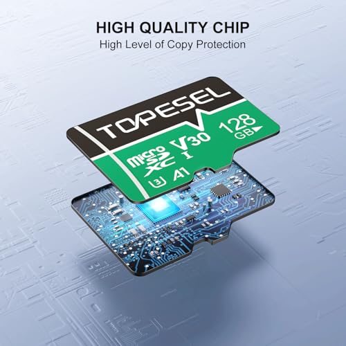 TOPESEL 128GB(The Actual Usable Capacity is 115.2GB) Micro SD Card with Adapter, High Speed TF Card, Memory Card microSDXC for Camera, Smartphone, Tablet, Dash Cam, Drone, UHS-I, U3, A1, 4K UHD, V30 - color: 128GB x1