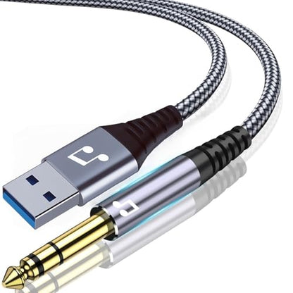 USB to 1/4 inch TRS Audio Stereo Cable 10FT,USB-A to 6.35mm Quarter inch Aux Jack Stereo Audio Cable for PC, Laptop, Amplifier, Mixer, Home Theater, Speaker ect - size: 10FT, style: USB to 1/4 TRS Audio Cable