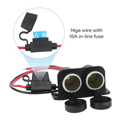 DC 12V Cigarette Lighter Socket with Blade Fuse 15A