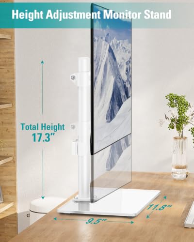 MOUNT PRO Single Monitor Stand Fits Max 32 inch Screen, Free-Standing Computer Desk Stand, Display Mount with Height Adjustable, Swivel, Tilt, Rotation, VESA Monitor Stand 100x100, White - color: White