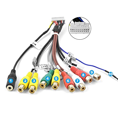 Car Radio Stereo 20PIN RCA Audio Video Cables w/Subwoofer Output Microphone Input for Aftermarket Android Radio Stereo with 16pin Power Socket - style: 20pin RCA Cable