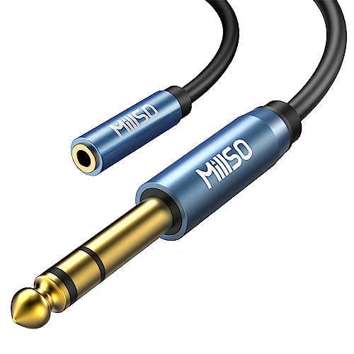 MillSO 1/4 to 3.5mm Headphone Adapter TRS 6.35mm 1/4 Male to 1/8 Female - color: Blue, size: 1 FT