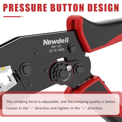 Newdeli Wire Crimping Tool for Heat Shrink Wire Connectors - AWG 22-10 Ratchet Wire Crimper Tool for Electrical Insulated Nylon Wire Terminals Heatshrink Butt Connectors Ratcheting Crimping Plier - style: ND-125 for heat shrink connectors