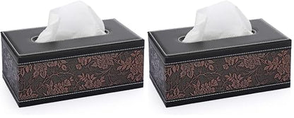 Sumnacon Tissue Box Cover Rectangule Leather Tissue Box with Magnetic Bottom,Stylish PU Tissue Box Holder for Bathroom Toilet Bedroom Living Room Desk Table Office Car (Pack of 2) - color: Brown, size: Medium (Pack of 2)
