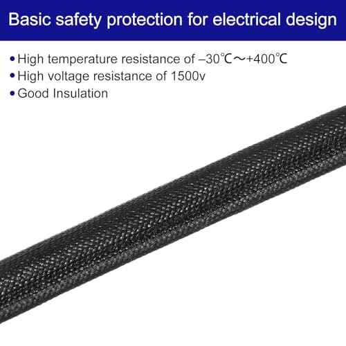 MECCANIXITY 3Pcs Wire Insulation Braid Fire Sleeve,9.8Ft-1.5mm ID Black, High Temp Silicone Coated Fiberglass Sleeving for Automotive Hose Lines Electrical Wiring - color: Black, size: 9.8Ft-1.5mm