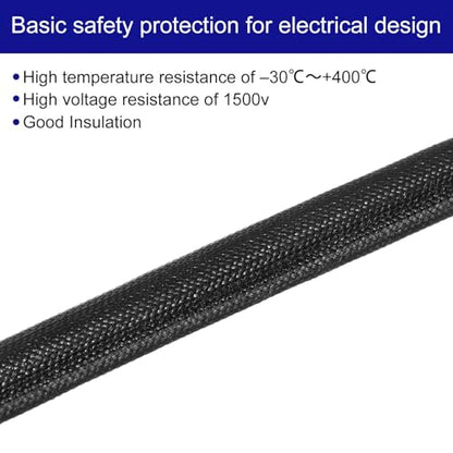 MECCANIXITY 3Pcs Wire Insulation Braid Fire Sleeve,9.8Ft-1.5mm ID Black, High Temp Silicone Coated Fiberglass Sleeving for Automotive Hose Lines Electrical Wiring - color: Black, size: 9.8Ft-1.5mm