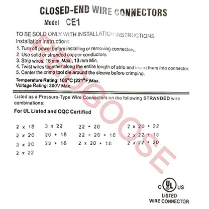 300PCS Closed End Crimp Connector 26-12 AWG Nylon Wire Connectors Crimp Cap Wire Terminals(26-18AWG 100PCS, 26-16AWG 100PCS, 26-12AWG 100PCS) - style: 26-12 AWG Kit